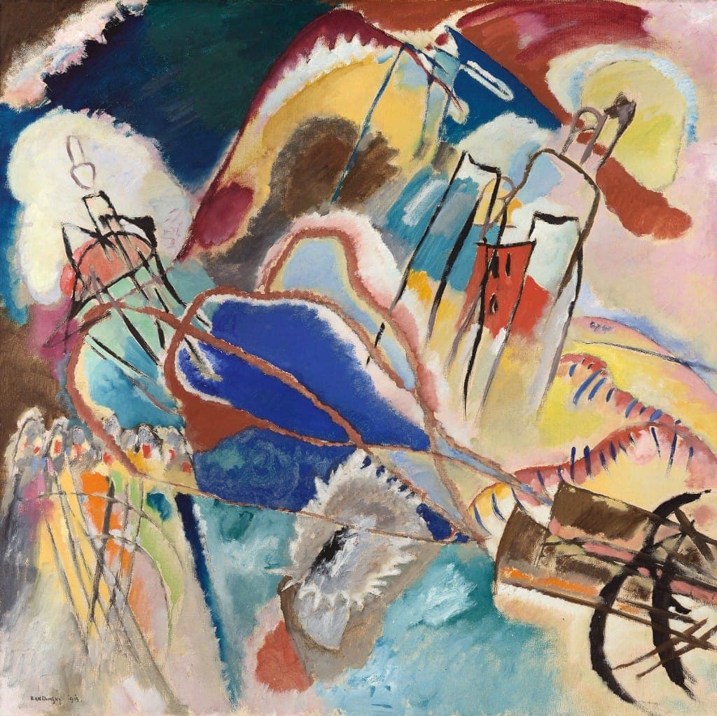 Wassily Kandinsky, Improvisation No. 30 (Cannons): abstract forms in blue, yellow, and red