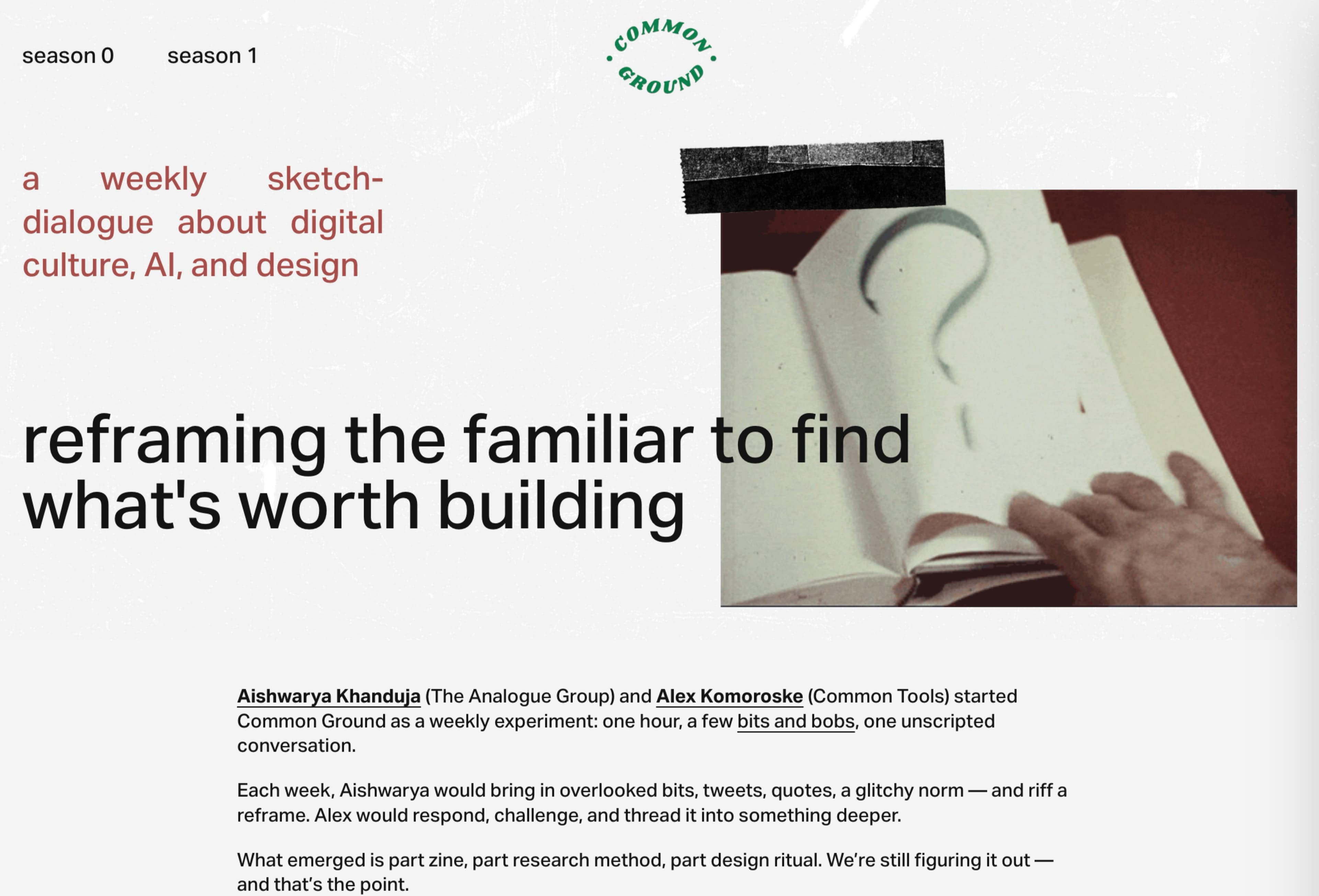 Season 1 of Common Ground is out